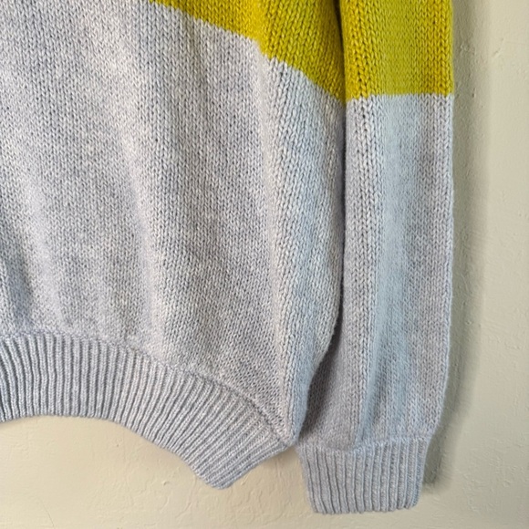 Aerie Oh So Soft Mock Neck Yellow Stripe Chunky Sweater Size Large - Picture 3 of 7